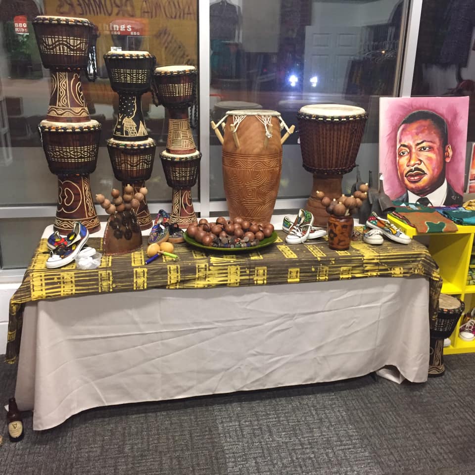 Ghana Percussionists in Craft Shop